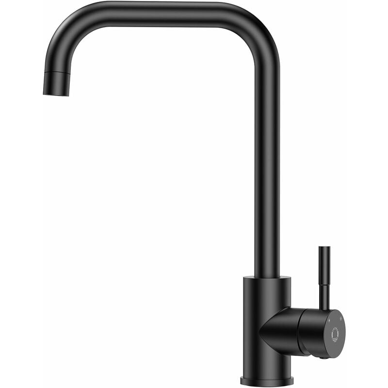 Cecipa - Robinet Cuisine Noir en Acier Inoxydable avec Bec Haut, Mitigeur Cuisine de Pivotant à 360° Froid & Chaud Disponible - Noir