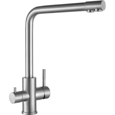 Cecipa Robinet de Cuisine Purificateur d'eau pour l'Eau Chaude/Froide et l'Eau Filtrée - 3 en 1 Mitigeur de Cuisine avec 2 Leviers de Commande Séparés - Mitigeur de Evier pour Sstème D'osmose