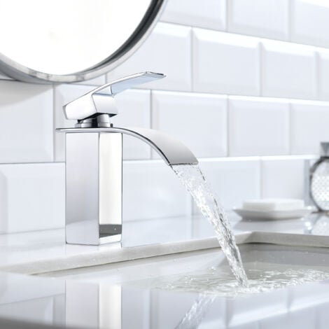 CECIPA Rubinetto Bagno Cascata Chrome, Miscelatore a Cascata Rubinetto Lavabo Bagno Miscelatore Monocomando da Lavandino Bagno