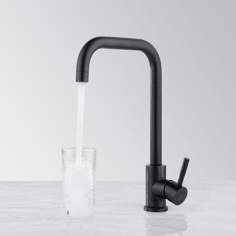 CECIPA Rubinetto da Cucina Girevole a 360°, Miscelatore Regolabile Acqua Fredda e Calda, Acciaio Inossidabile, Colore Nero Glitterato