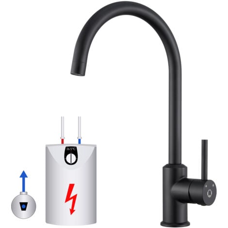 Cecipa Schwarz Niederdruck Armatur Küche Wasserhahn aus Edelstahl, Niederdruck Küchenarmatur 360° Schwenkbar Spültischarmatur Einhebelmischer für Heizkessel und Heizgeräte