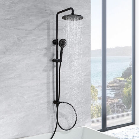 CECIPA Système de douche Robinet de baignoire Noir séparable Colonne de douche cascade douche 2 fonctions douchette douche  douche en acier inoxydable douche pluie