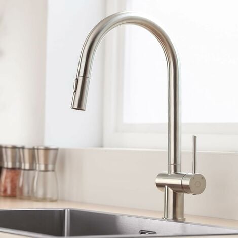 CECIPA Wasserhahn Küche Ausziehbar, Küchenarmatur mit Brause, Hochdruck Spültischarmatur Küche mit 2 Strahlarten, Mischbatterie Küche Wasserhahn Ausziehbar, Armatur Küche Edelstahl, Kitchen Tap Faucet