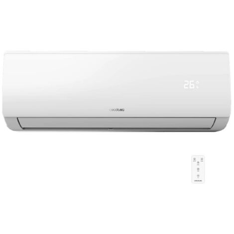 Cecotec Aire Acondicionado Split AirClima 9000 Smartfresh. 9000 BTU, Motor DC, Bomba de Calor, Mando a distancia, Pantalla LED, Sistema Inverter, 5 Modos, 8 Velocidades, Cobertura 16 m2 + compresor