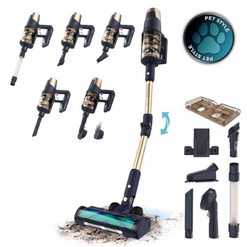 Cecotec - Aspirateur-balais bldc Conga Rockstar 10500 Solar AquaPet Flex