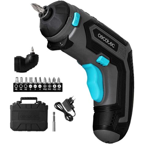 Cecotec Avvitatore Elettrico a Batteria con Accessorio Angolo 90º PowerGyro 3500 Angle Set. Batteria da 4 V e 1.500 mAh, Mandrino per Punte Esagonali da 6,35 mm, Include Valigetta e Accessori