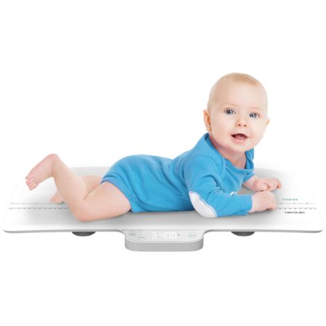 Cecotec Báscula Bebé Digital Nana BabyCare SmartWeight. Pantalla LED, Superficie de Soporte de 60x25 cm, Capacidad de Medición de 50 g a 40 kg, Multifunción, Apagado Automático