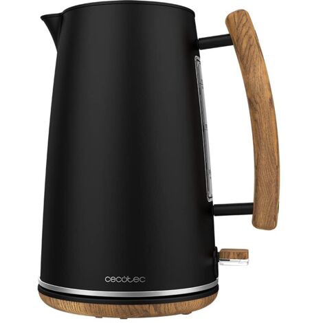 Cecotec Bollitore elettrico 400 Black Woody. 1,7 L, 3000 W, acciaio inossidabile, BPA libero, base di svolta a 360º, filtro antico rimovibile, sistema di sicurezza