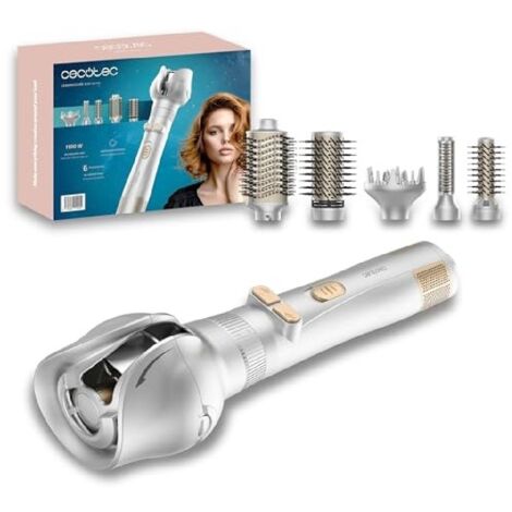 Cecotec Cepillo de Aire 6 En 1 Ceramiccare 6In1 Gyro, Potencia de 1100W, 6 Cabezales, Rizo Automático, Cable 360º, Cerámica, Diseño Multifuncional, Peinados Rápidos, Sin Frizz, Estilo Profesional