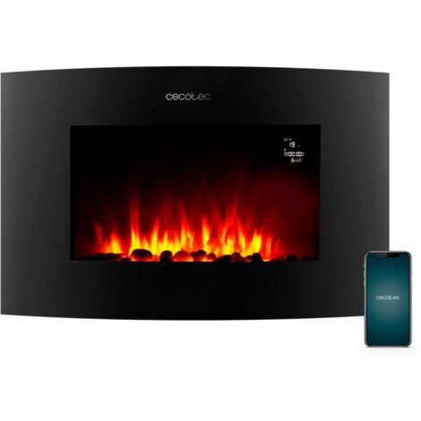 Cecotec Cheminée Électrique Décorative 35" avec Télécommande et Wifi ReadyWarm 3560 Curved Flames Connected. Puissance Maximale 2000W