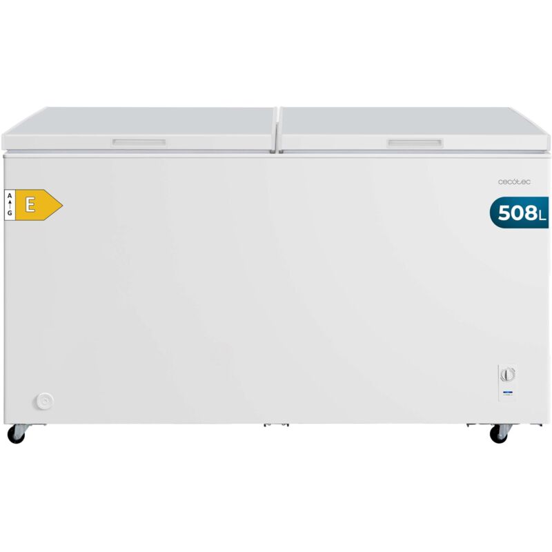 Cecotec Congelador Horizontal 508L Doble Puerta Bolero CoolMarket Chest Duo 508M White E. UltraContact D-Cool, Ruedas EasyMove, Dual Function, Puerta