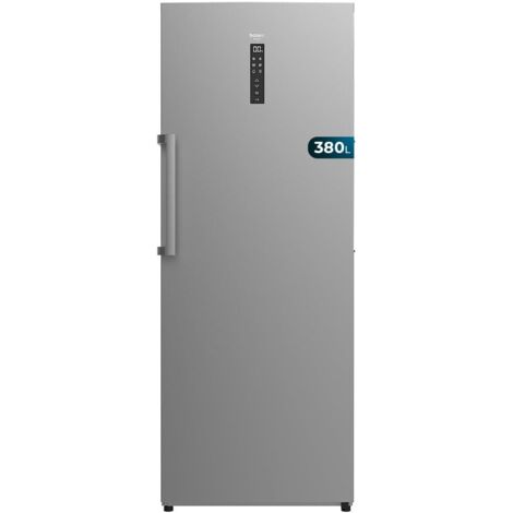 Cecotec Congelador Vertical de 380L Bolero CoolMarket UF 380 inox D. 1950W, Motor Inverter Plus, Bajo Consumo, Total No Frost, Display door, Convertible a frigorífico, Multi Airflow