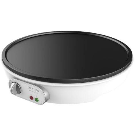 Cecotec – Crêpière électrique 1000 W – Plaque antiadhésive 30,5 cm – Répartiteur de pâte et spatule inclus – Protection contre surchauffe
