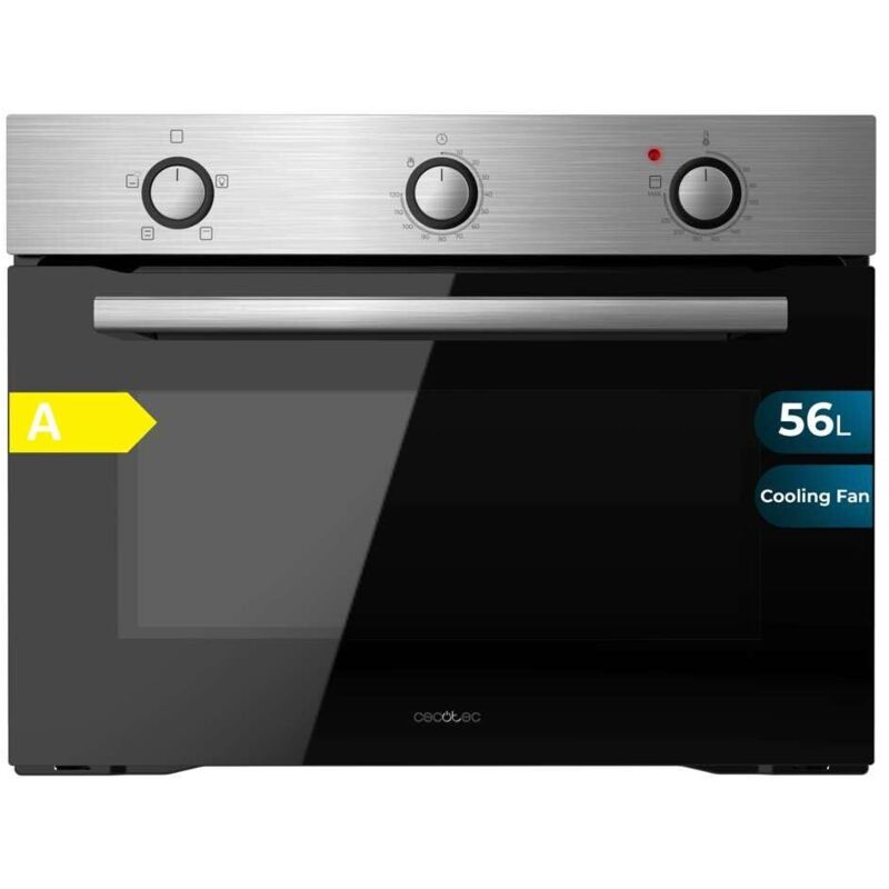 Cecotec Horno Integrable Convencional de 56L Bolero Hexa C134500 Glass Black A. 2600W, 4 Funciones, Modo Convección