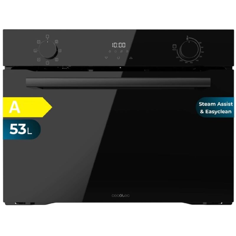 Cecotec Horno Integrable Multifunción de 53L Bolero Hexa M224500 Glass Black A. 2600W, 7 Funciones con Grill, Defrost