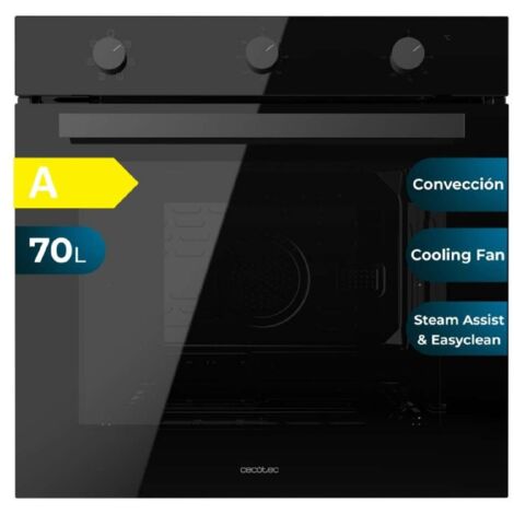 Cecotec – Four vapeur multifonction 70L – 2800W, 6 fonctions, minuterie, base vapeur XXL, porte triple vitrage, classe A – Cuisson assistée vapeur