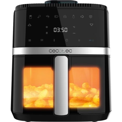 Cecotec Friggitrice ad aria senza olio da 5 litri Cecofry Drip 5000 Air Fryer. 1500 W, spray d'acqua, 8 menu, tecnologia PerfectCook, 80-200 °C, finestra, luce interna e pannello touch