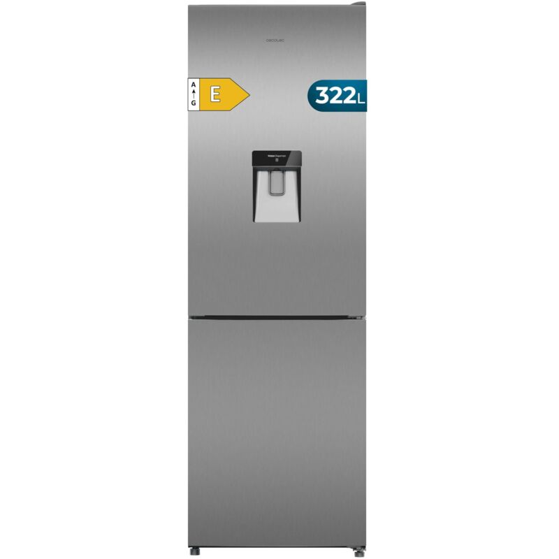Cecotec Frigorífico Combi Total No Frost de 322L Bolero CoolMarket Combi 322i WD Inox E. 185,5 cm de Alto, 59,5 cm de Ancho, Clase E, Tecnología