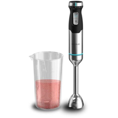 Cecotec Frullatore a mano Power Pulsar 2300 MAX. Potenza massima 2300 W, Lame a 4 Lame Con Rivestimento In Titanio Nero, Piede XL, Bicchiere 700 ml con Coperchio, Aste e Tritatutto con Becco Ghiaccio