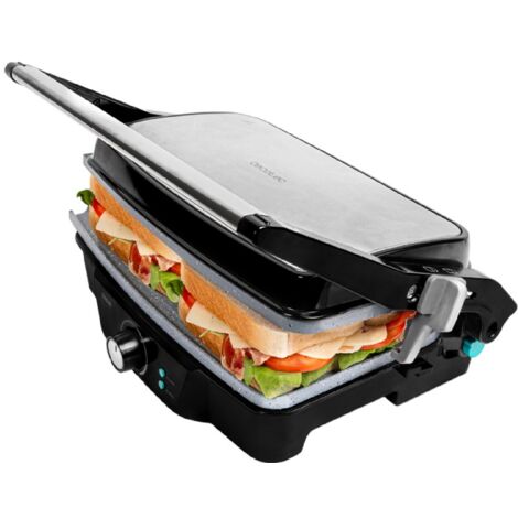 Cecotec Gril Électrique Rock'nGrill 1500 Stone Ceramic Mix&Grill. 1500 W, Gril électrique, plancha et appareil à sandwiches, Revêtement en céramique, Plateau ramasse-graisses, Minuterie
