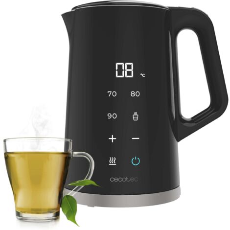 Cecotec Hervidor de Agua 1,7L Thermosense 800 Neo. 2200W de Potencia, Pantalla Digital, Función Keep Warm, Acero Inox Interior, Cool Touch y Ajuste Temperatura Entre 40-100°C