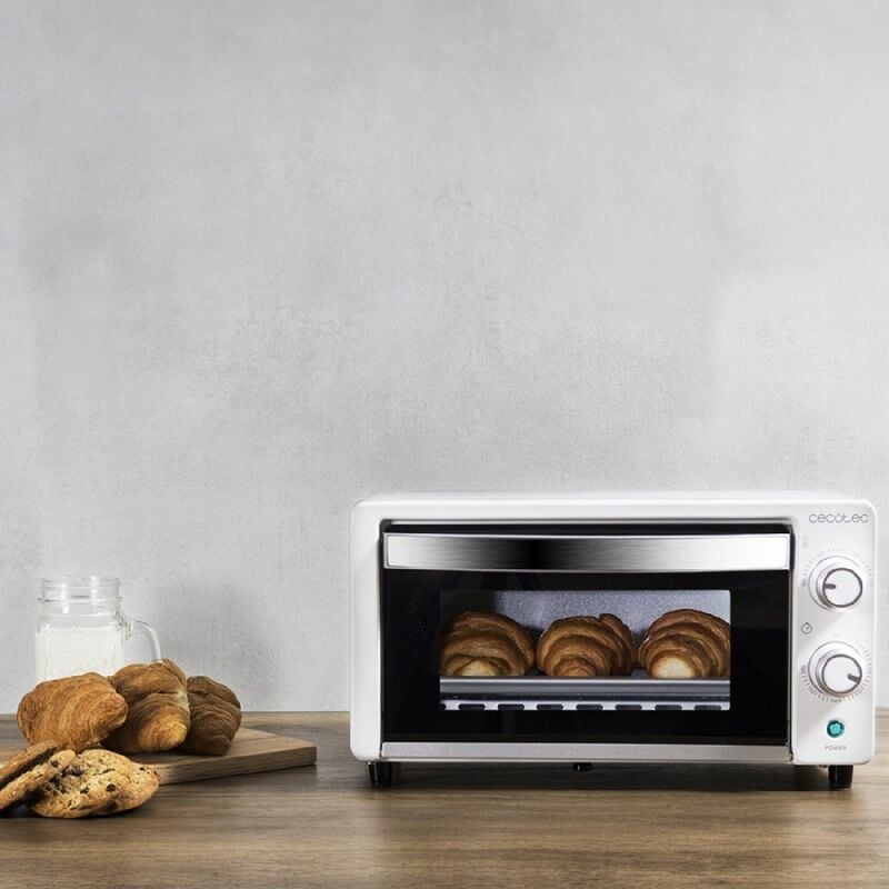 Cecotec Horno de sobremesa Bake&Toast 1090 White, 10 L, 1000 W, Temporizador 60min, Temperatura regulable hasta 230ºC, Bandeja para hornear, parrilla