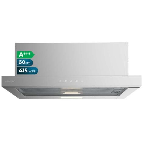 Cecotec Hotte Aspirante Télescopique 60cm Bolero Flux TLT 604000 Inox A+++. Aspiration 415m3/h, Moteur DC, 3 Vitesses
