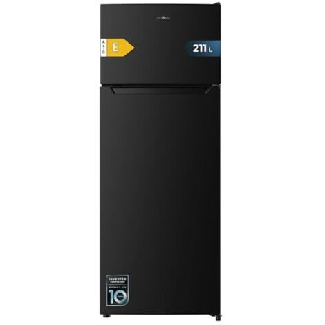 Cecotec Kühlschrank 2 Türen211L Bolero CoolMarket 2D 211 Schwarz E. Kühlschrank 2 Türen Schwarz, Fassungsvermögen 211 Liter, 143 Höhe und 54 Breite, Energieklasse E, LED-Beleuchtung, Wendetür