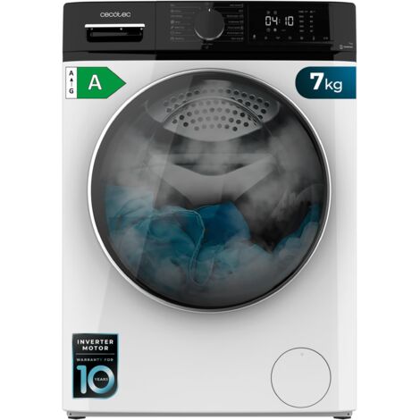 Cecotec Lavadora de Carga Frontal 7 Kg Bolero Dresscode 7610 Inverter A, Carga Frontal Blanca de 7 Kg de Capacidad, 1400 Rpm, Clase A, Función Con Vapor, Motor Inverter Plus, 15 Programas