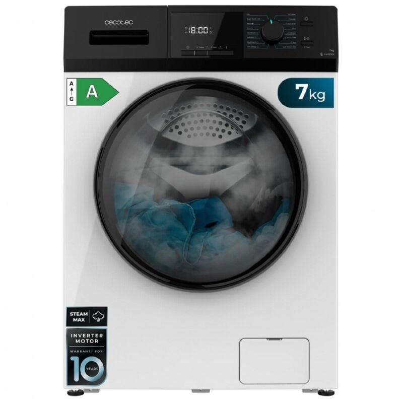 Cecotec - Lave-linge 7Kg Chargement frontal Bolero Dresscode 7410 Inverter a. 1850W, 1200 rpm Réglable, 16 Programmes, Moteur Inverter Plus, Faible