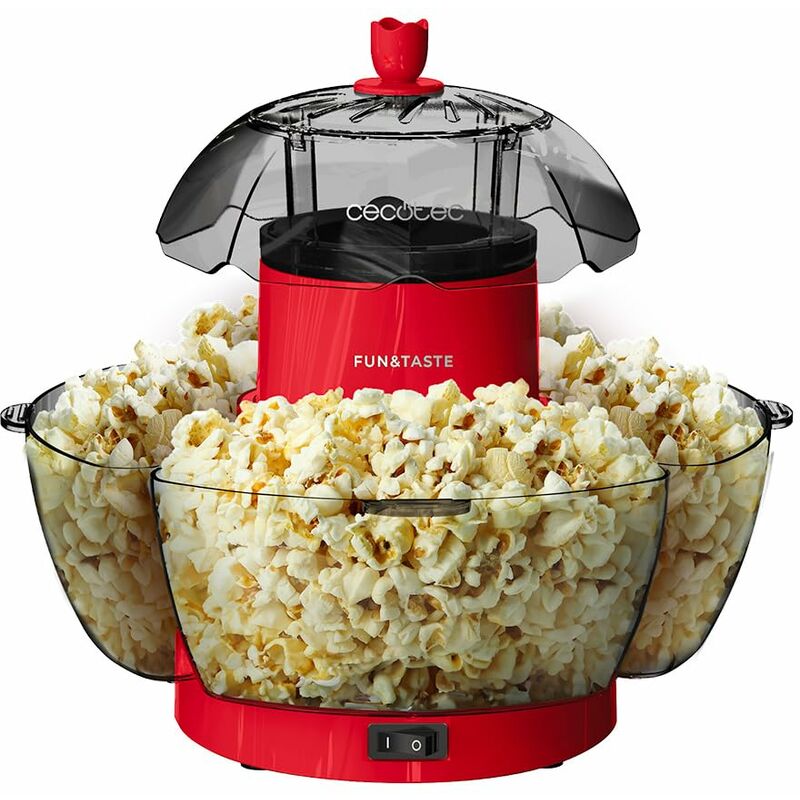 Image of Cecotec - Macchina per Popcorn Elettrica Fun&Taste P'Corn Lotus. Macchina per popcorn da 1200 w, Popcorn Pronto in 2 Minuti, Include 4 Contenitori