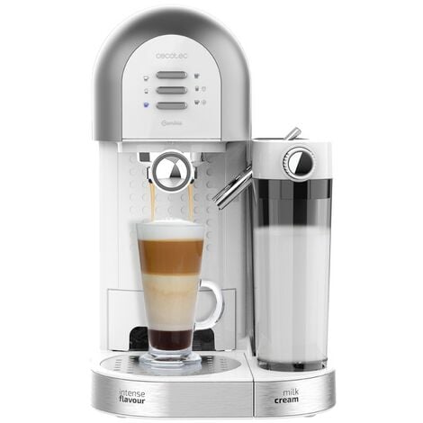 Cecotec Machine Ã CafÃ© Semi-automatique Power Instant-ccino 20 Chic Serie Bianca. 1470 W, 20 Bars et Thermoblock, Elle convient pour cafÃ© moulu et en dosettes, RÃ©servoir 1,7 L