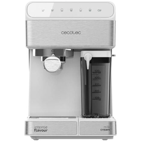 Cecotec Machine à café Semi-automatique Power Instant-ccino 20 Touch Serie Bianca. 20 bars de Pression, 1.4 L, 6 Fonctions, Chauffage par Thermoblock, Contrôle tactile, Réservoir de lait, 1350 W.