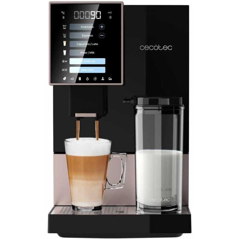 Cecotec - Machine à Café Superautomatique Cremmaet Compactccino Black Rose, 19 bars, Réservoir à lait, Système Thermoblock, 5 niveaux de mouture,