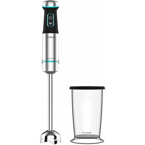 Cecotec Mixer ad immersione Power TitanBlack 1200 XL. 1200 W, Tecnologia CrossBlades con lame a 4 lame, Supporto XL, Cappuccio antispruzzo, Selettore di velocità, Include vetro da 800 ml