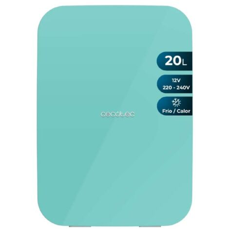 Cecotec Petit réfrigérateur Bolero MiniColing 20L Bahamas Mint. Capacité 20 L, fonctionnement 12-220 V, Compatibleavec les voitures et les caravanes, fonction chaud et froid, température réglable de7 