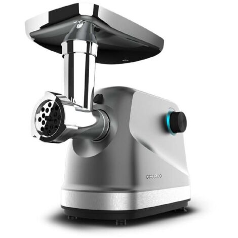 Cecotec Picadora Eléctrica de Carne Crusher 1400 Steel, 1360 W, Óptimo para Picar, Trocear y Cortar, 1 Cuchilla Acero Inox y 3 Placas de Corte con agujeros para 3 mm, 5 mm y 7 mm