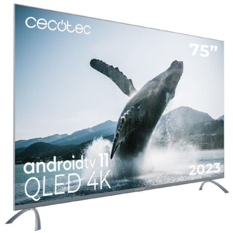 Cecotec QLED TV 75" Smart TV V3+ Series VQU30075+S, 4K UHD, Android Tv11, Frameless, Assistant de Voice Google et Chromecast, Dolby Vision &amp Atmos, HDR10, HBBTV, 2023.