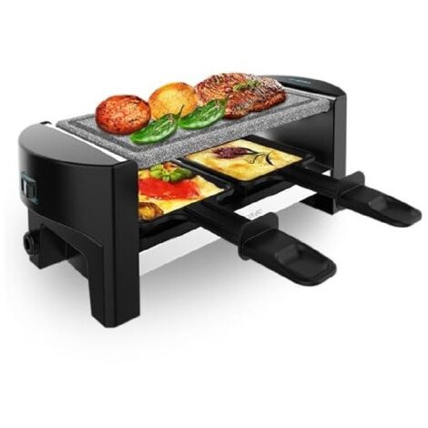 Cecotec Raclette avec gril électrique pour 2 personnes Raclette Cheese&ampGrill 3200 Pocket AllStone. 320W, finition en acier inoxydable, plaque de gril antiadhésive de Stone, comprend 2 poêles et 1 s