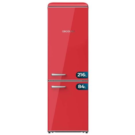 Cecotec – Réfrigérateur combiné 300L – Classe E – 2 portes – Éclairage intérieur LED – Clayettes en verre – Crisper Box – Contrôle de température