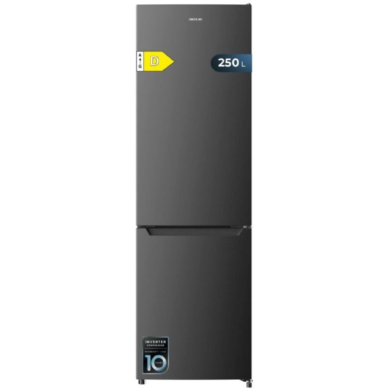 Cecotec - Combi Fridge Bolero CoolMarket Combi 250 Dark d. Compressor Inverter Plus Combi Fridge Dark Inox 180X55Cm, 250L, No Frost, Class d, Multi
