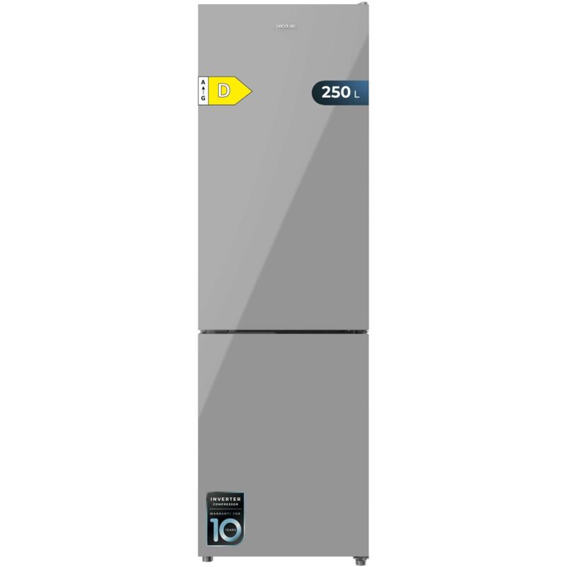 Cecotec - Combi Fridge Bolero CoolMarket Combi 250 Grey Glass d. Compressor Inverter Plus, Grey Glass 180X55Cm, 250L, No Frost, Class d, Multi Air