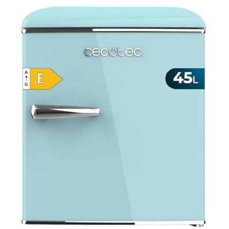 Cecotec – Réfrigérateur Bolero CoolMarket TT Origin 45L – 44,7 cm largeur – Congélateur en bas – Classe E – Design rétro avec tiroir à glaçons