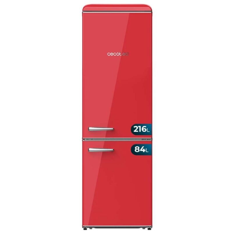 Cecotec - Réfrigérateur rétro Bolero CoolMarket Combi Origin 300 Red e