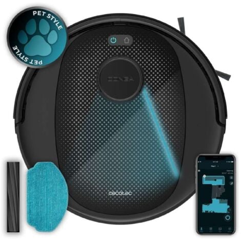 Cecotec Robot Aspirapolvere e Lavapavimenti Conga 7690 Immortal MAX M. 5000Pa, Tecnologia di Navigazione Laser, Autonomia 220min, Spazzola Centrale Silicone, Mocio, 1 Spazzola Laterale, Controllo App