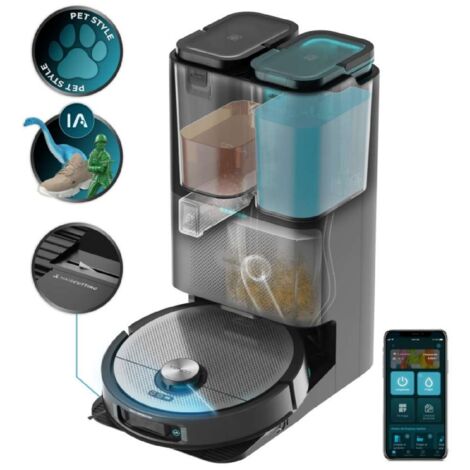 Cecotec Robot Aspirapolvere Lavapavimenti con Mappatura Conga 20090 ProAI InfinitySoap Cut&Spa. 8000Pa, Mopas Elevabili, Home&Wash, 240m2, APP, Bluetooth/WiFi, Batteria 5200mAh, Pulizia Autonoma