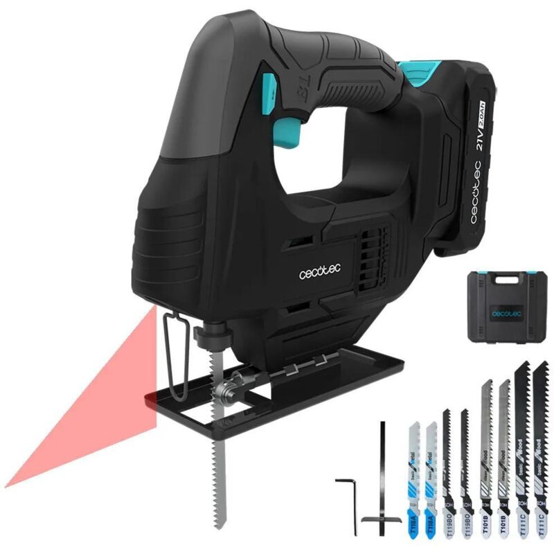 Cecotec Sierra de Calar Batería MultiCut 500 Vision Liberty. Caladora Inalámbrica con Batería NEX21 V 2 Ah de 21V, 0-2400rpm