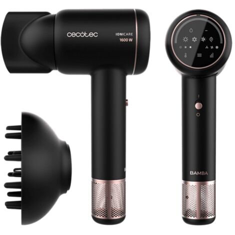 Cecotec Secador con Motor Digital Brushless Bamba IoniCare RockStar Ion Touch. 1600 W, Ion real, Pantalla Táctil, Accesorios con unión Magnética: Difusor y Boquilla Concentradora, Cable 1,8m