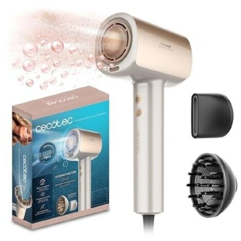 Cecotec Secador de Pelo Brushless de Última Generación DryGlam Nano Plasma Champagne. Potencia de 110,000 RPM y 1600W