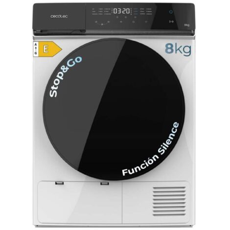 Cecotec Secadora de Ropa 8Kg Bomba de Calor Bolero DressCode Dry 8400 Max+. Clase E, Control Táctil, 15 Programas